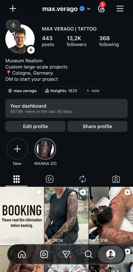Instagram-Profil von Max Verago